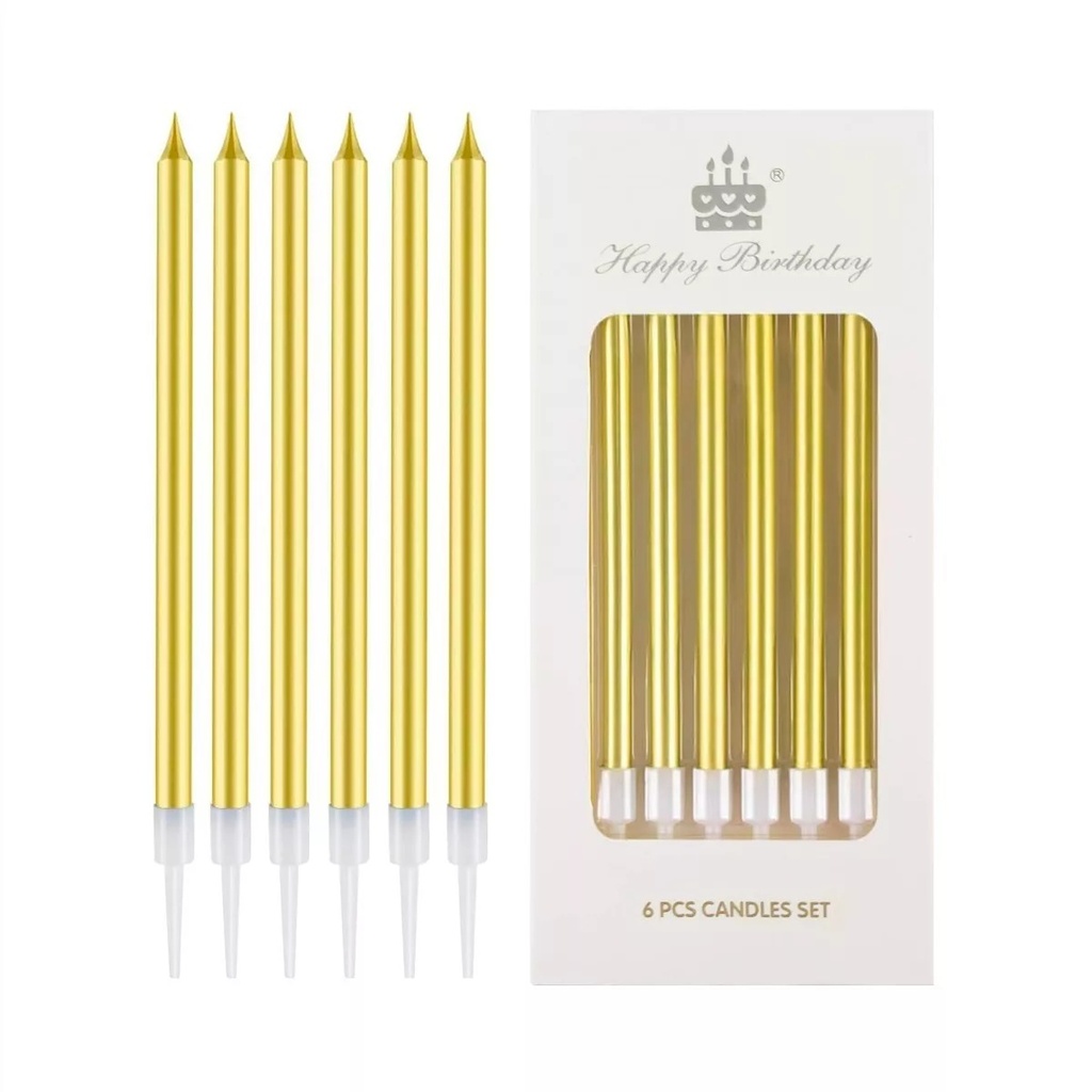 6 pcs Gold Party candles